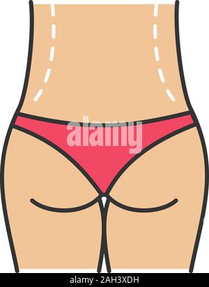 Waist correction surgery color icon. Flanks liposuction. Waist contouring and fat removal plastic surgery. Belt lipectomy. Isolated vector illustratio Stock Vector