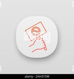 Protest banner in hand app icon. Protester'€™s or activist'€™s hand. Demonstration, meeting. Protest placard. Social and political movement participan Stock Vector