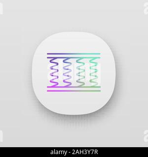 Spring bed mattress app icon. Orthopedic sleeping innerspring mattress cut out. Bedding. UI/UX user interface. Web or mobile application. Vector isola Stock Vector