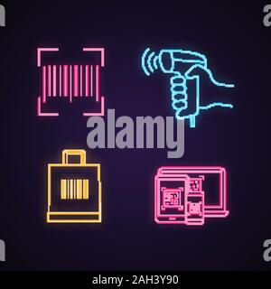 Product barcode neon light icon Royalty Free Vector Image