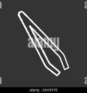 Eyebrow tweezers chalk icon. Cosmetic tweezers. Hair removal tool. Isolated vector chalkboard illustration Stock Vector