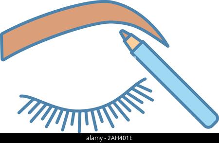 Eyebrows shaping color icon. Makeup pencil. Brows makeup. Brows contouring. Eyebrow pencil. Isolated vector illustration Stock Vector