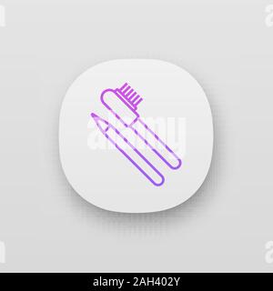 Eyebrow pencils with brush app icon. UI/UX user interface. Makeup pencil. Brows makeup and shaping. Web or mobile application. Vector isolated illustr Stock Vector