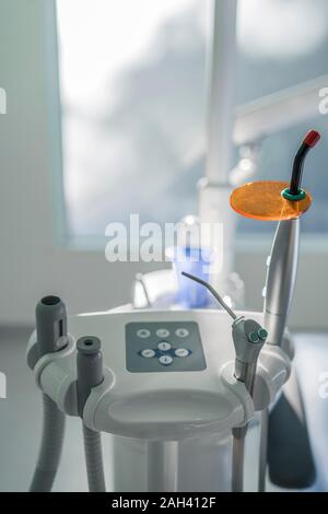 Close up of moder dental instruments in dental clinic Stock Photo