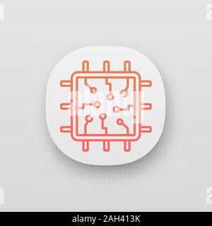 Processor with electronic circuits app icon. UI/UX interface ...
