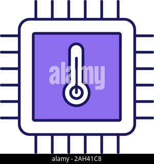Processor temperature color icon. Core temp. CPU overheating. Chip ...