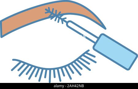 Eyebrows mascara color icon. Brows makeup. Eyebrows tinting. Brows shaping by dyeing. Isolated vector illustration Stock Vector