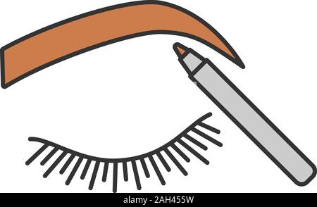 Eyebrows shaping color icon. Makeup pencil. Brows makeup. Brows contouring. Eyebrow pencil. Isolated vector illustration Stock Vector