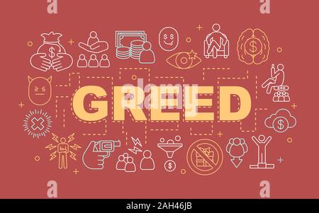 Greed word concepts banner. Pride. Presentation, website. Avarice ...