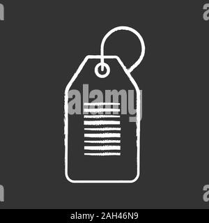 Barcode label chalk icon. Linear bar code tag. Serial number. Store label with one dimensional barcode. Isolated vector chalkboard illustration Stock Vector