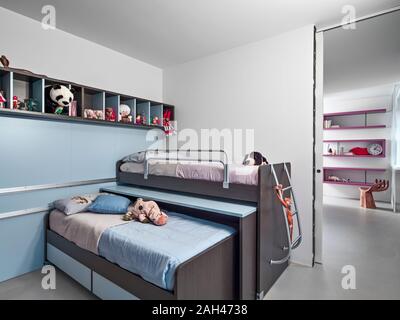 interiors shot of a children's bedroom with  bunk bed Stock Photo