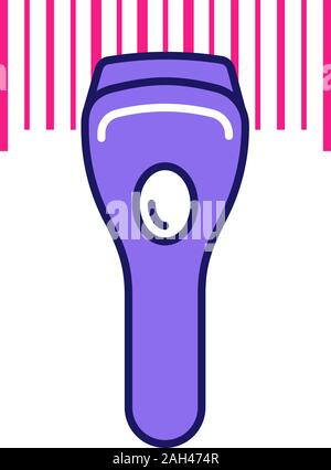Barcode scanning color icon. Linear barcode handheld scanner. One dimensional code identification. Store, shop, supermarket. Bar code reader. Isolated Stock Vector