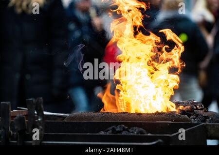 Fire of blacksmith in the blacksmith's workshop Stock Photo