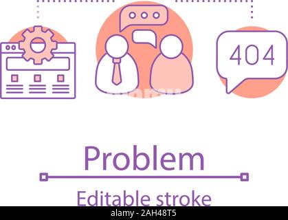 Problem concept icon. System error notification idea thin line illustration. Issues. Client management. Vector isolated outline drawing. Editable stro Stock Vector