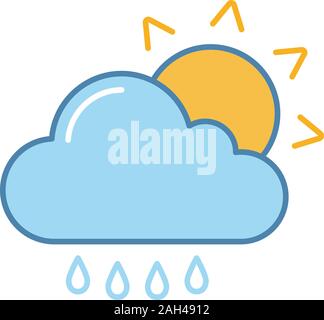 Scattered shower color icon. Rainy and sunny weather. Cloud, sun and ...