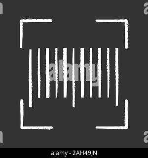 Traditional barcode chalk icon. Linear code scanning. One dimensional barcode scanner. UPC code. Isolated vector chalkboard illustration Stock Vector