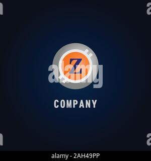 Letter Z Alphabetic Logo Design Template, Crypto Curency Logo Concept, White, Gray, Orange, Ellipse, Rounded, Digital Coin, Virtual Money, Ecurrency Stock Vector