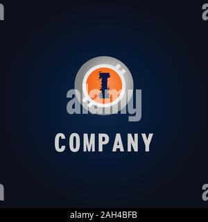 Letter I Alphabetic Logo Design Template, Crypto Curency Logo Concept, White, Gray, Orange, Ellipse, Rounded, Digital Coin, Virtual Money, Ecurrency Stock Vector