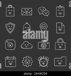 Smiling map pin character chalk icon. Easy GPS navigation. Happy map ...