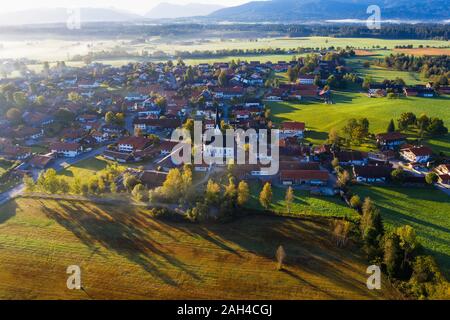 Germany, Bavaria, Upper Bavaria, Toelzer Land, Sachsenkam, Aerial view of village Stock Photo