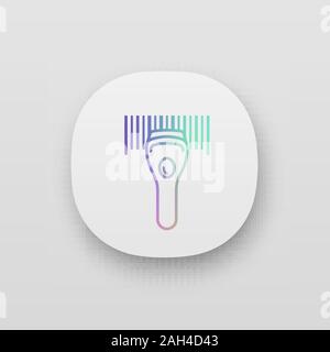 Barcode scanning app icon. UI/UX user interface. Linear barcode handheld scanner. One dimensional code identification. Store, shop, supermarket. Bar c Stock Vector
