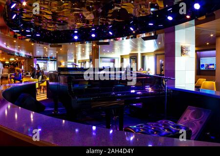 Fort Lauderdale - December 9, 2019: The interior of bar at Holland America cruise ship Eurodam at seaport Port Everglades at Fort Lauderdale, Florida Stock Photo