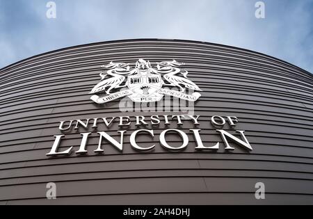 University of Lincoln name and emblem crest coat of arms Stock Photo