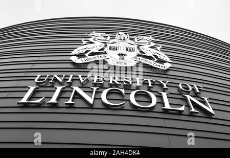 University of Lincoln name and emblem crest coat of arms Stock Photo