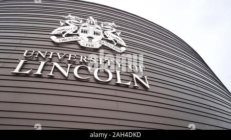 University of Lincoln name and emblem crest coat of arms Stock Photo