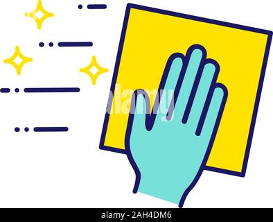 Cleaning napkin color icon. Windows cleaning cloth. Surface wiping, disinfection. Isolated vector illustration Stock Vector