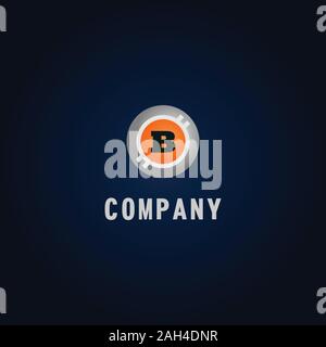 Letter B Alphabetic Logo Design Template, Crypto Curency Logo Concept, White, Gray, Orange, Ellipse, Rounded, Digital Coin, Virtual Money, Ecurrency Stock Vector