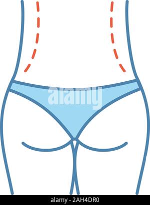 Waist correction surgery color icon. Flanks liposuction. Waist contouring and fat removal plastic surgery. Belt lipectomy. Isolated vector illustratio Stock Vector