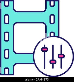Sound mixer color icon. Audio equalizer. Mixing console. Voice acting. Film making. Sound combining. Isolated vector illustration Stock Vector
