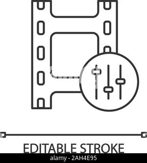 Sound mixer linear icon. Audio equalizer. Thin line illustration. Mixing console. Voice acting. Film making. Sound combining. Contour symbol. Vector i Stock Vector