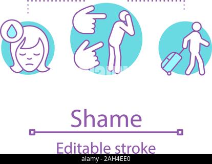 Shame concept icon. Condemnation idea thin line illustration. Suffering ...