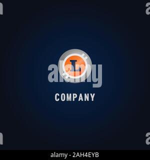 Letter L Alphabetic Logo Design Template, Crypto Curency Logo Concept, White, Gray, Orange, Ellipse, Rounded, Digital Coin, Virtual Money, Ecurrency Stock Vector