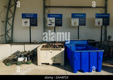 Vancouver Zero Waste Centre - october, 2019 - Plastic bins in recycle center Stock Photo