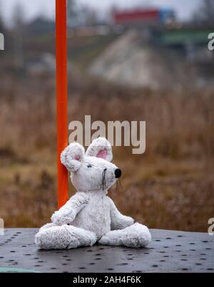 A toy mouse, forgotten on the merry-go-round . Stock Photo