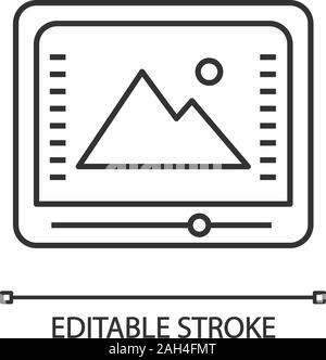 Color correction and grading linear icon. Photo, video editing. Thin line illustration. Cinematography. Color management. Contour symbol. Vector isola Stock Vector