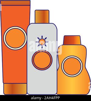 sunscreens bottles icon Stock Vector