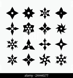 Ninja star icon set design Stock Vector