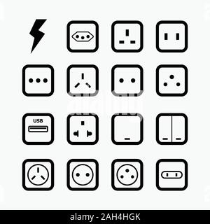 Electric plug icon set design Stock Vector