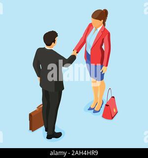Partnership Handshake Business Man and Woman Stock Vector
