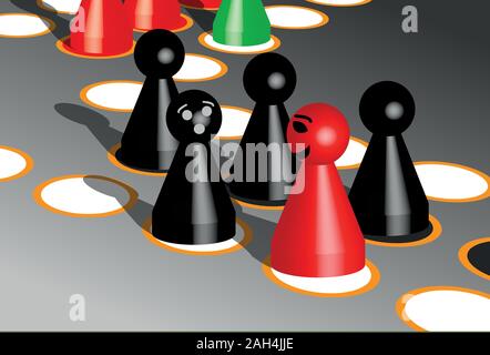 ludo board game coalition opponent ally together partner Stock Vector