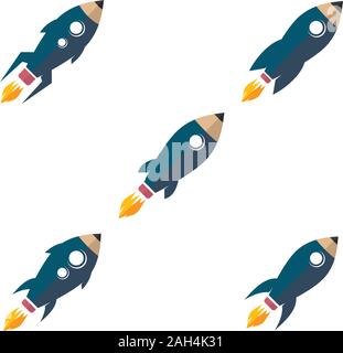 rocket ship launch pencil education theme vector art Stock Vector