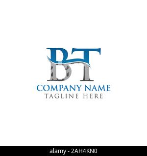 BT Letter Logo With Water Wave Business Typography Vector Template. Creative Abstract Letter BT Logo Design. Stock Vector