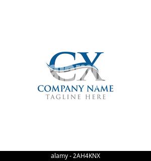 Initial CX Letter Logo With water wave Business Typography Vector Template. Creative Abstract Letter CX Logo Design. Stock Vector