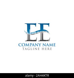 Initial EE Letter Linked Logo Business Vector Template. Water Wave EE Logo Design Stock Vector