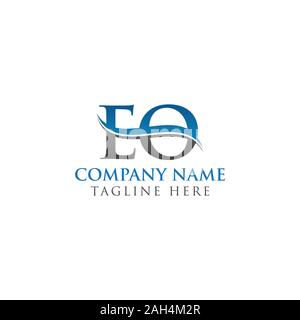 Initial EO Letter Linked Logo Business Vector Template. Water Wave EO Logo Design Stock Vector