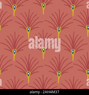 Abstract plant fan seamless vector pattern. Stock Vector